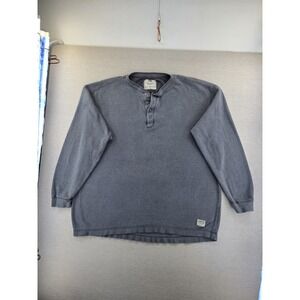 Vintage Levis Shirt Mens XL Gray Henley Ribbed Pullover Outdoor Work 90s